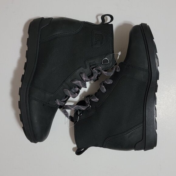 NEW Sorel Evie II NW Lace Up Boots Womens 10 Black Casual Outdoors Rugged - Picture 2 of 9